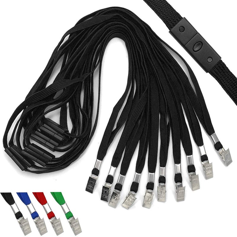 Beebel Black Lanyards 25 Pack Breakaway Lanyard Comfortable Neck Straps Premium Bulk Lanyards Badge Bulldog Clip - Image 1